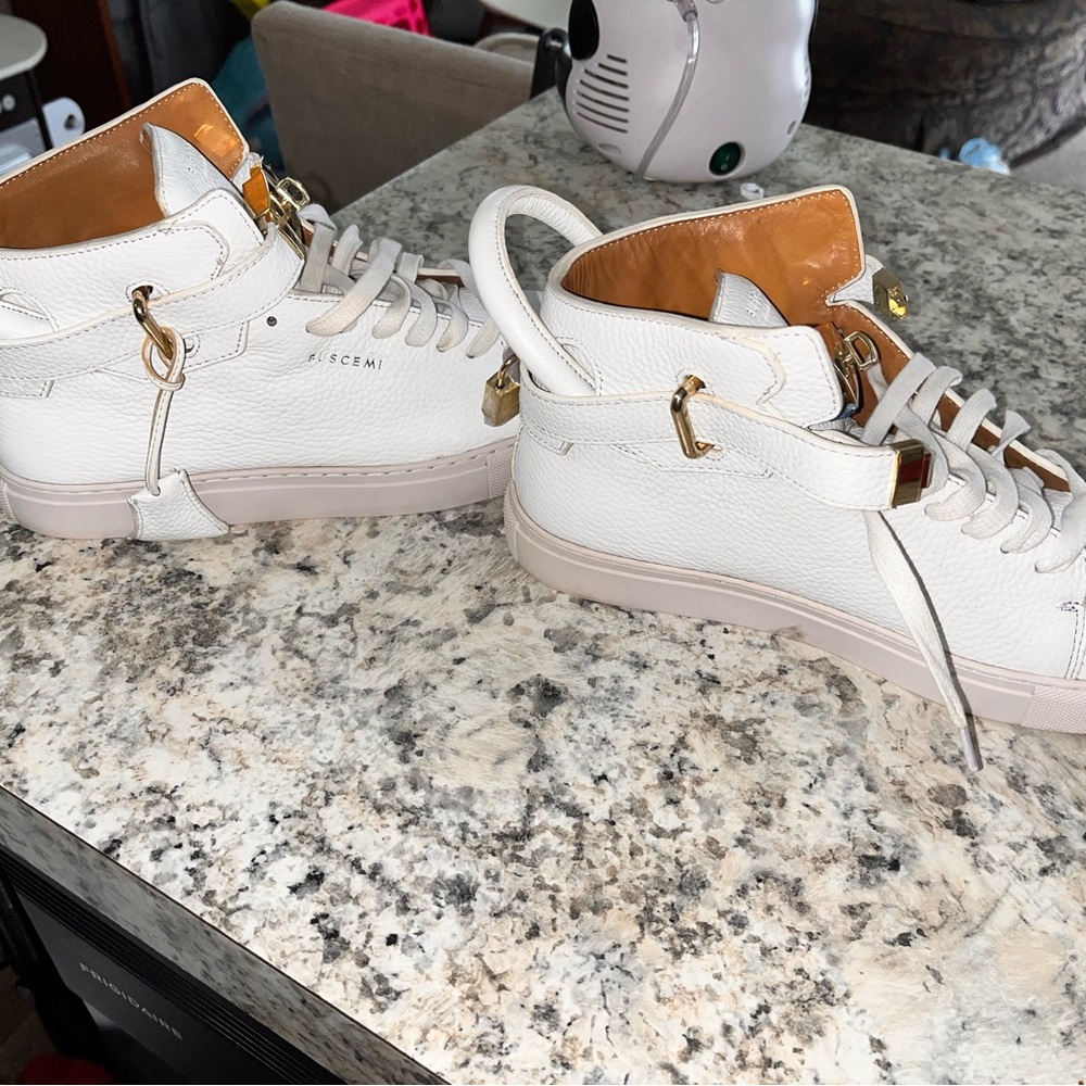 Buscemi White Sneakers with Gold Hardware - Picture 3 of 5